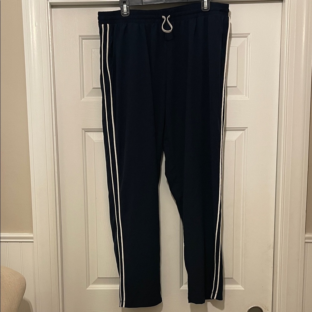 NWOT Tribal navy track pant with adjustable waist & back zipper pocket size XL